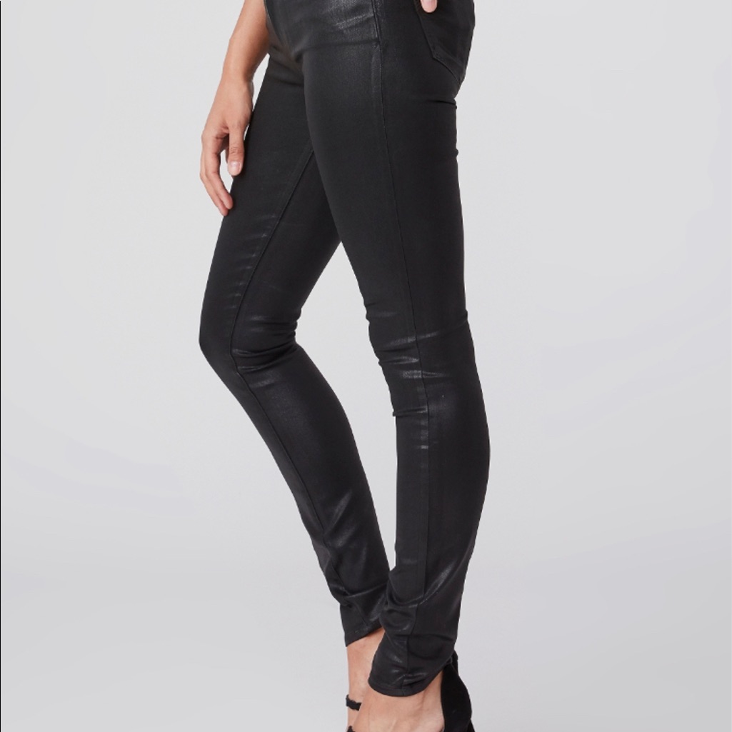 Paige Verdugo Ultra Skinny Black Coated Jeans 27